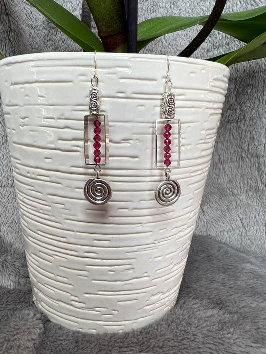 Earrings- Silver plated metal with crystals. Multiple colors available.