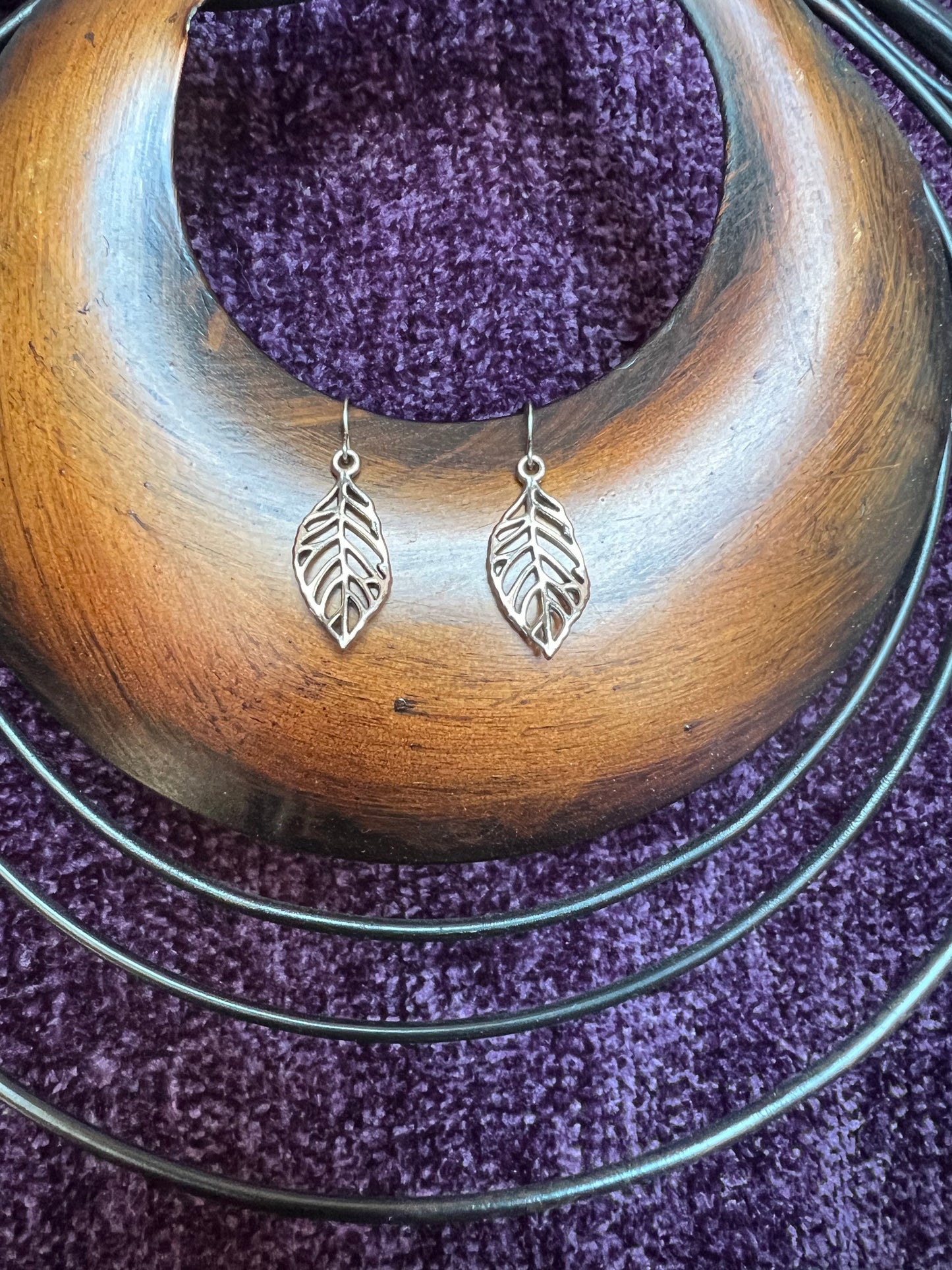 Earrings- Leaf charms. Multiple metal finishes available.