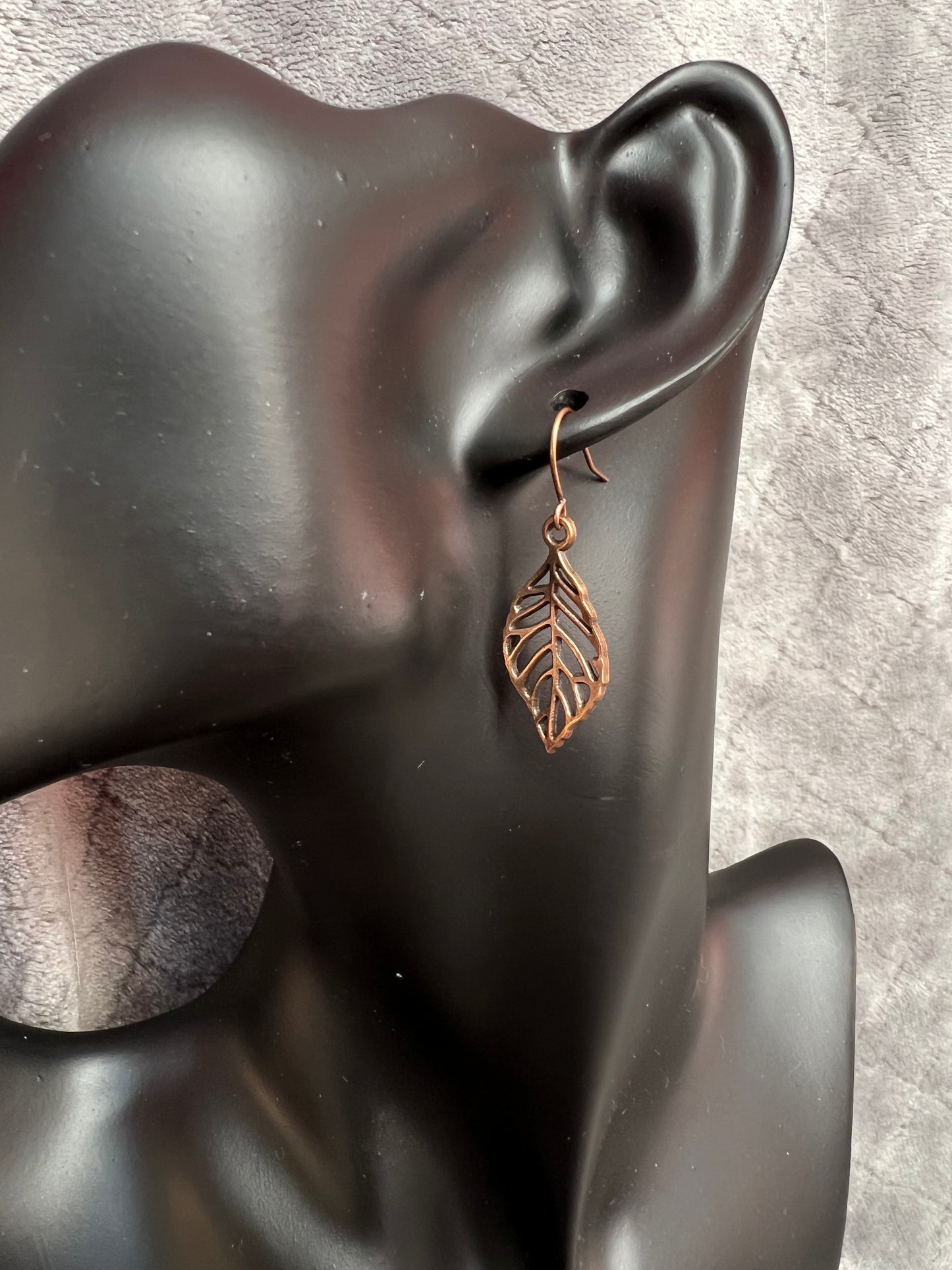 Earrings- Leaf charms. Multiple metal finishes available.