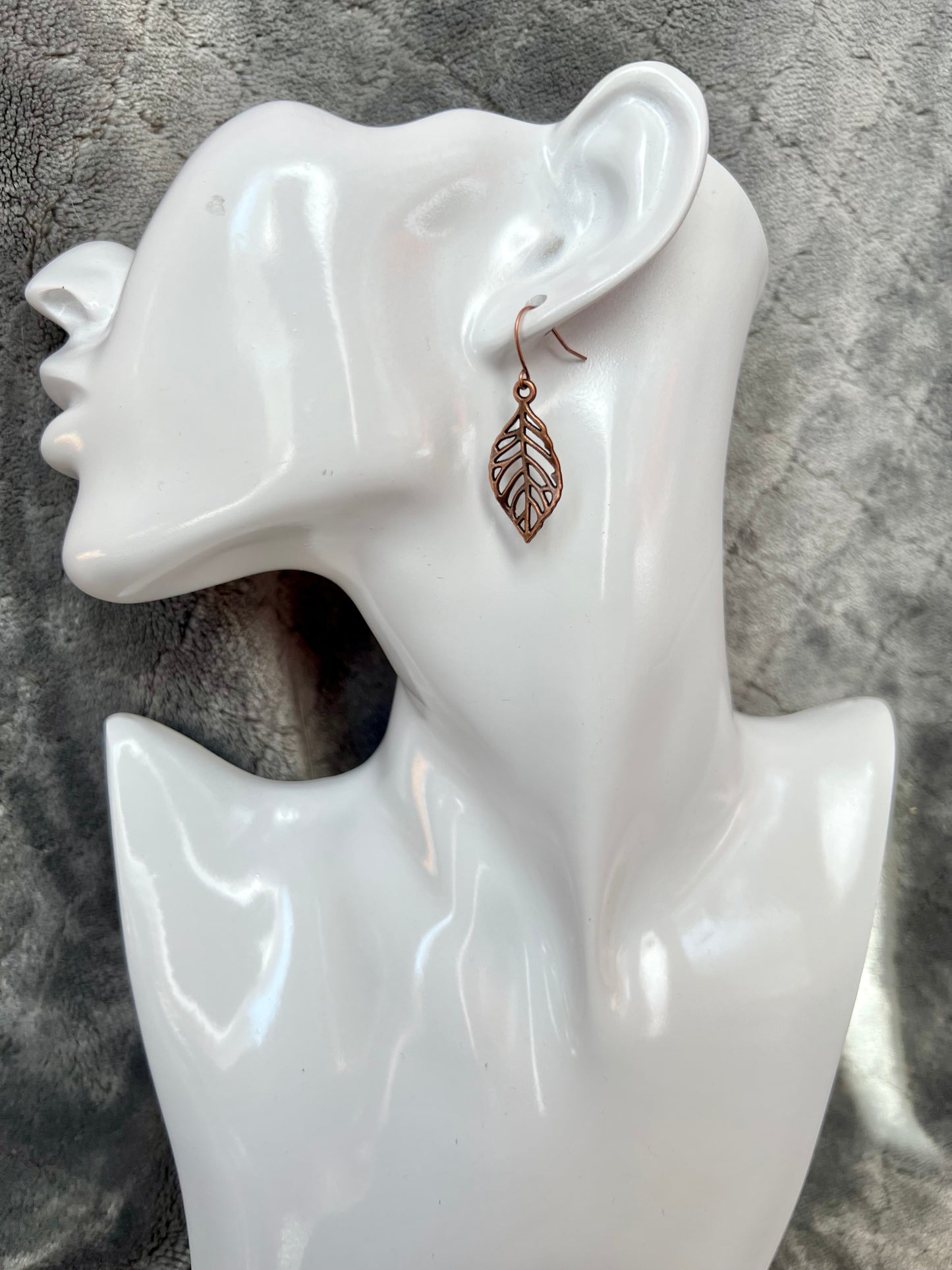 Earrings- Leaf charms. Multiple metal finishes available.