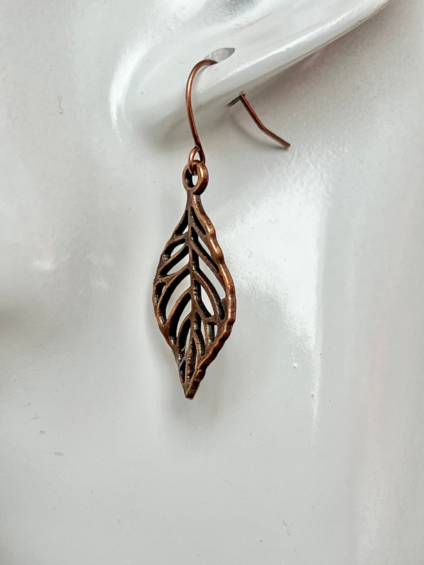 Earrings- Leaf charms. Multiple metal finishes available.