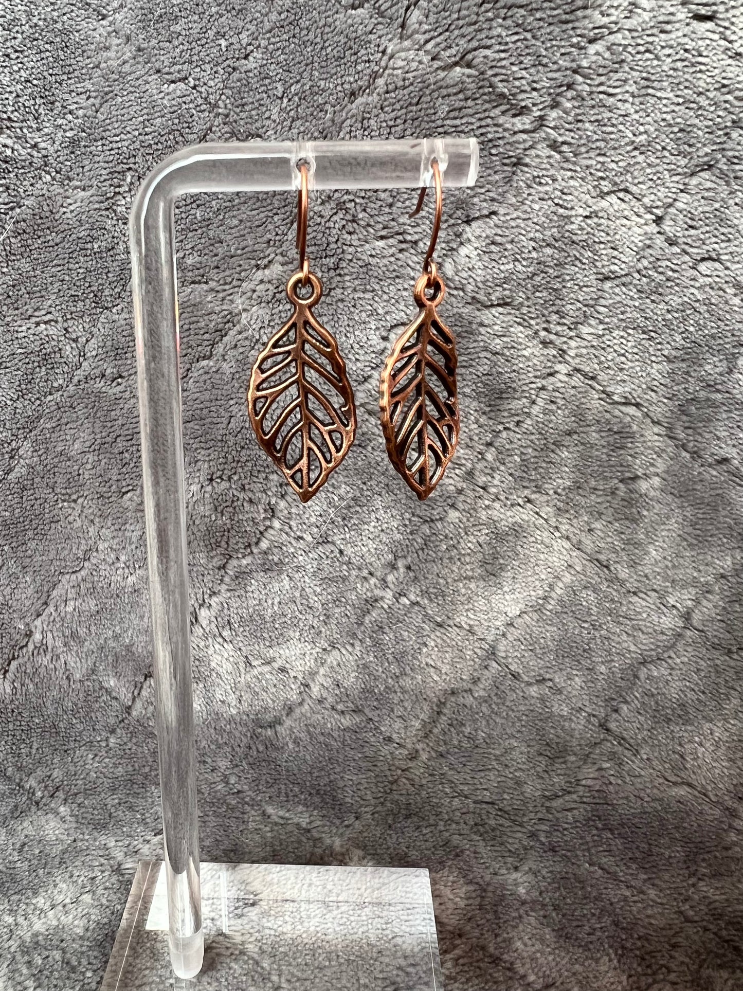 Earrings- Leaf charms. Multiple metal finishes available.