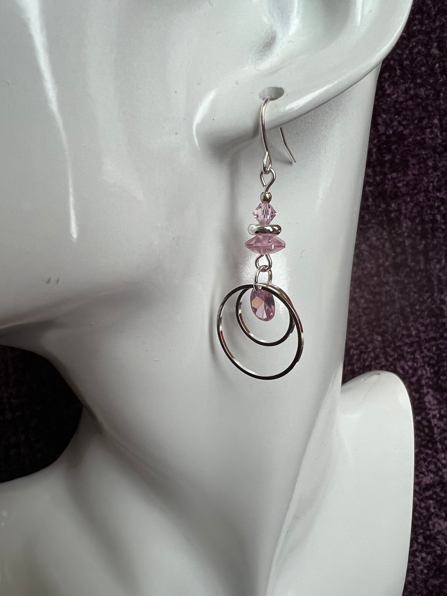 Earrings- Silver plated metal with Swarovski bicone crystals and cubic zirconia beads. Multiple colors available.