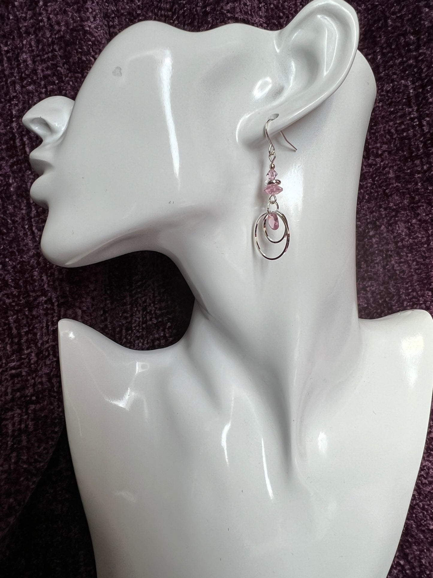 Earrings- Silver plated metal with Swarovski bicone crystals and cubic zirconia beads. Multiple colors available.