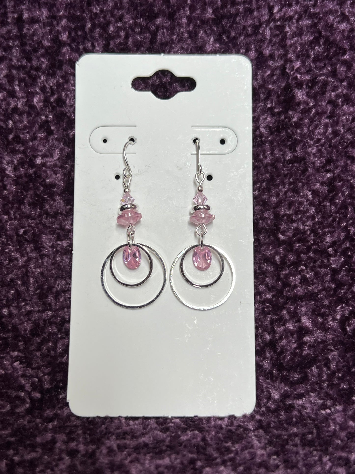 Earrings- Silver plated metal with Swarovski bicone crystals and cubic zirconia beads. Multiple colors available.